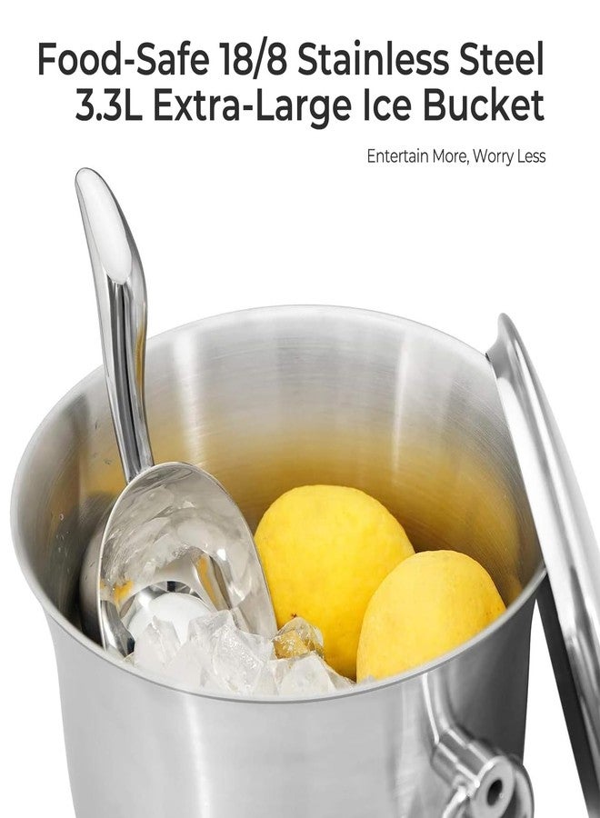 Fortune Candy Insulated Ice Bucket, 3.3 L, Double Walled 18/8 Stainless Steel Ice Bucket with Ice Tongs and Lid - Image 3